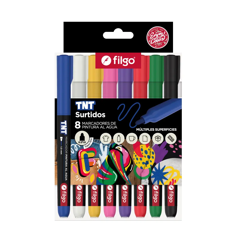 FILGO MARCADOR ACRILICO TNT 1.0 - ESTUCHE X8 SURTIDOS