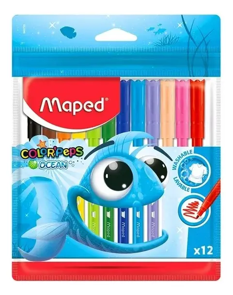 Marcadores Maped Ocean x12. Finos