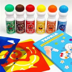 Marcadores SUPER PUNTOS Teoria+. pack x6 + libro Teoria + 5 stencils