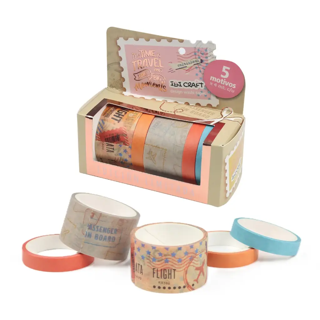 WASHI TAPE IBI CRAFT X5 UNIDADES. SERIE TRAVEL