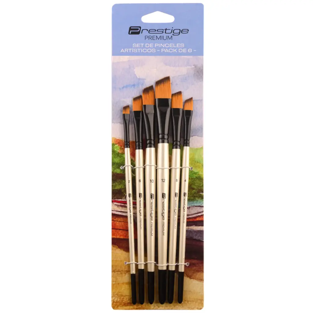 Set de 6 pinceles PRESTIGE "PREMIUM"  sintéticos - cabo corto 