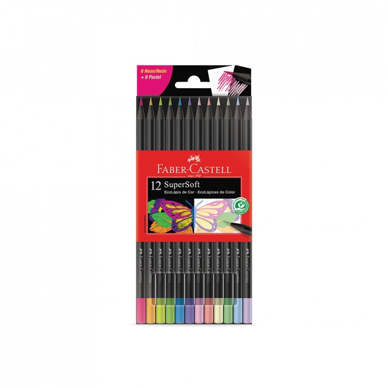 Lápices Faber Castell Super Soft NEON + PASTEL. x12