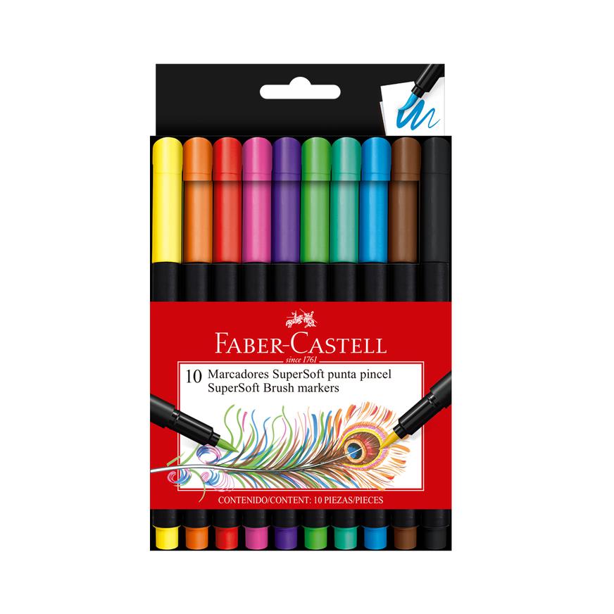 MARCADORES BRUSH PEN SUPERSOFT FABER CASTELL. X10