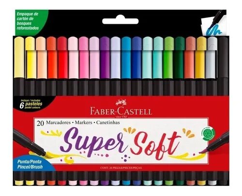 MARCADORES BRUSH PEN SUPERSOFT FABER CASTELL. X20