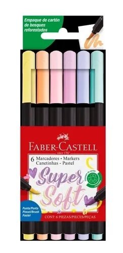 MARCADORES BRUSH PEN SUPERSOFT FABER CASTELL PASTEL. X6