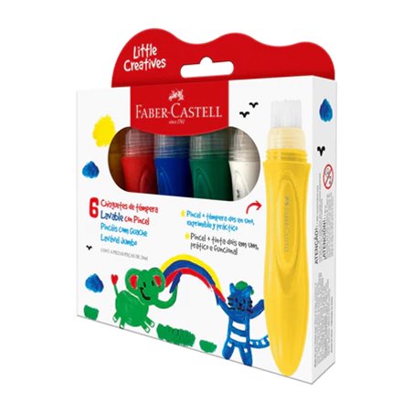 PINCEL CON TEMPERA X6 FABER CASTELL - LITTLE CREATIVES