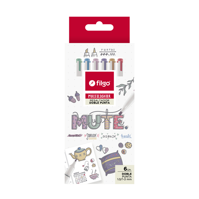 RESALTADOR FILGO MULTILIGHTER DOBLE PUNTA x6 MUTE