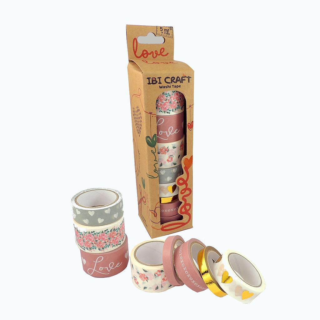 WASHI TAPE IBI CRAFT, 15MMx5MTS., PACK 2 TRANSFER GOLD+6 ESTANDAR