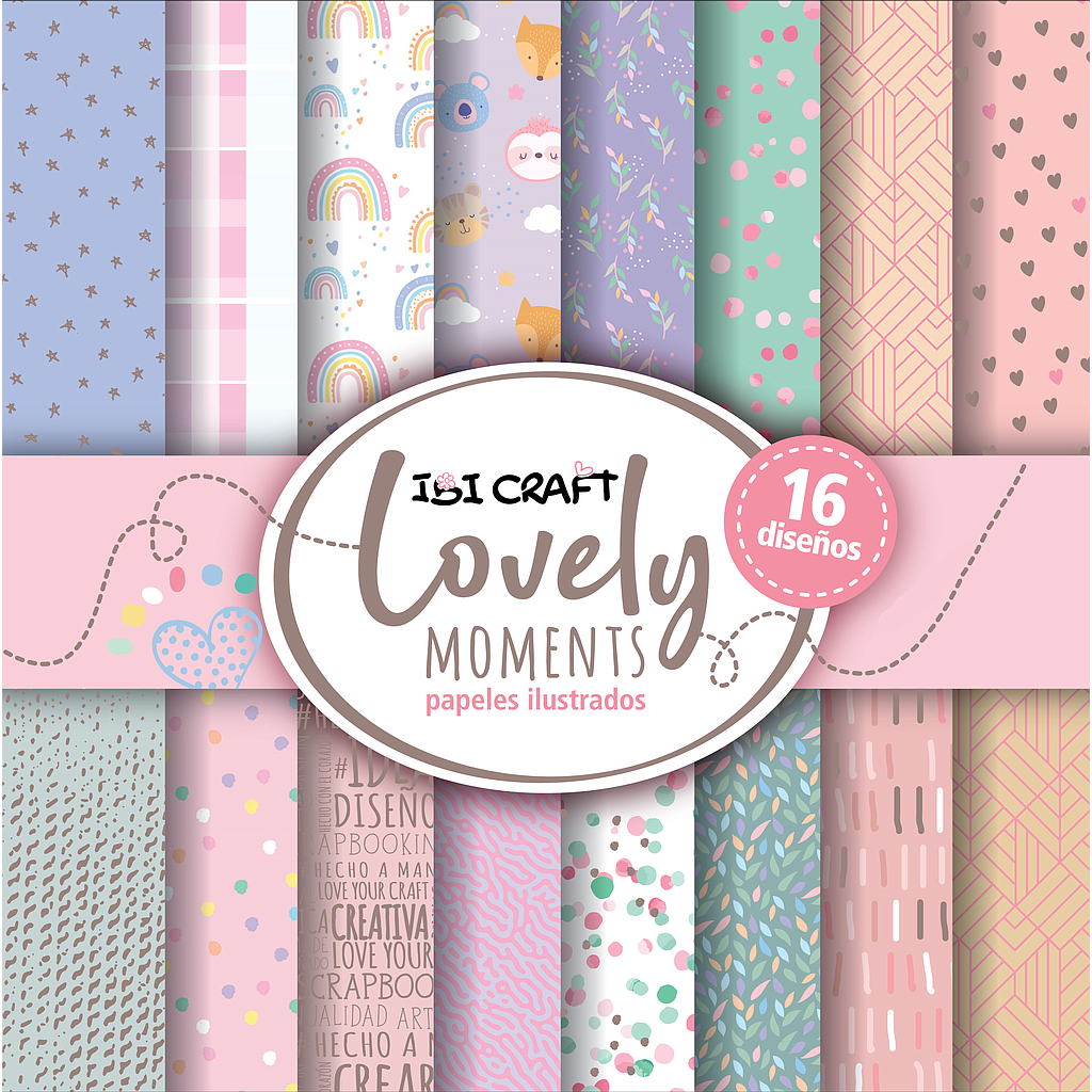 BLOCK CARTULINA IBI CRAFT. 30x30CM. 180grs. 16 DISEÑOS DOBLE FAZ "MEMORIES"