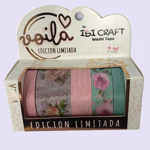 WASHI TAPE IBI CRAFT, 8/15/25MMx4MTS., PACK x 5 UN., SERIE ROSAS
