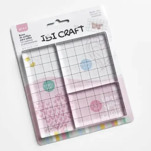[830 200 001] BASES ACRILICAS PARA SELLOS SILICONADOS IBI CRAFT. SET X3