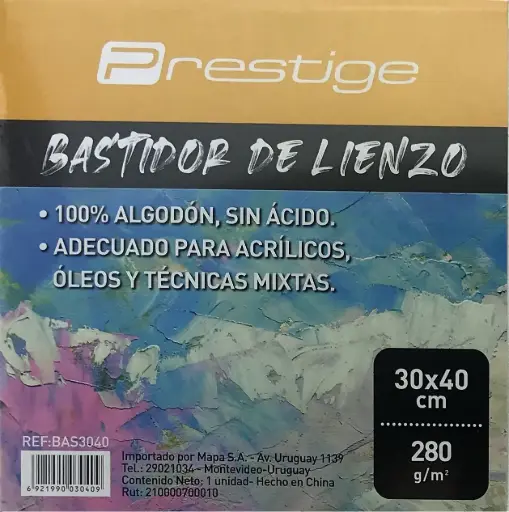 Bastidor 30x40cm. 280gr. PRESTIGE. 100% Algodón