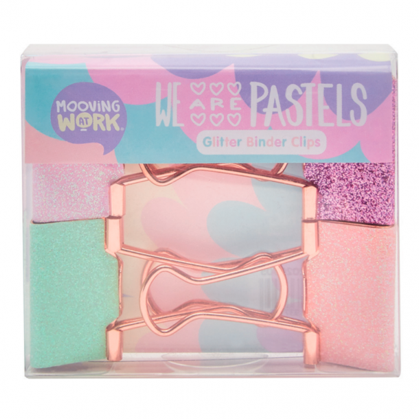 Aprietapapeles brillantes MOOVING. Caja x4