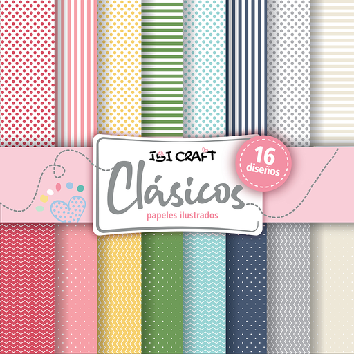 BLOCK CARTULINA IBI CRAFT. 30x30CM. 180grs. 16 DISEÑOS DOBLE FAZ "CLASICO"