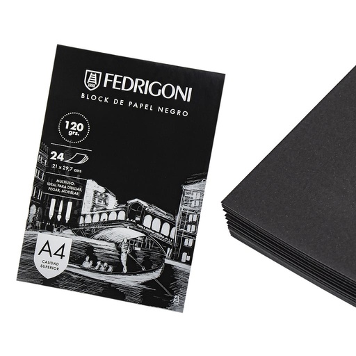 BLOCK PAPEL NEGRO A4. FEDRIGONI