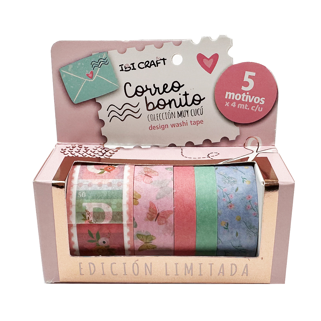 WASHI TAPE IBI CRAFT CORREO BONITO. PACK X5