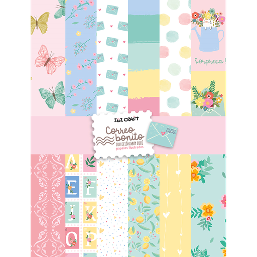 BLOCK PAPELES ILUSTRADOS IBI CRAFT CORREO BONITO. 24H 15x20cm. 180GR