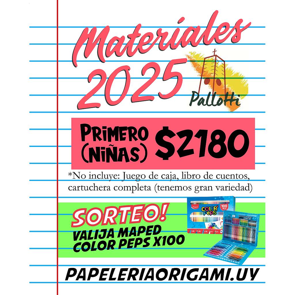 MATERIALES PALLOTTI 2025. PRIMER AÑO (NIÑAS)