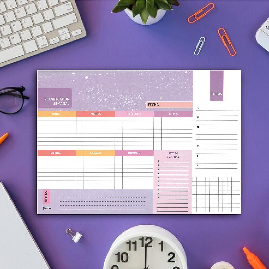 PLANNER SEMANAL ILUSTRA A4 - LILA