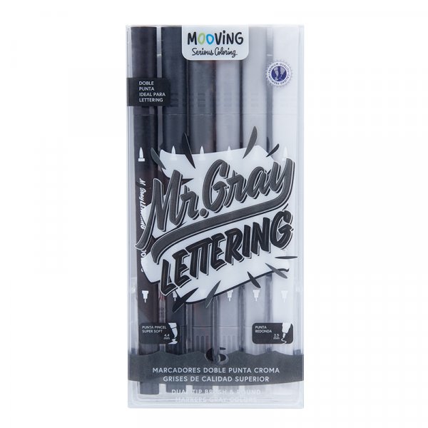 MARCADORES DOBLE PUNTA GRIESES MOOVING. CAJA X6 - MR GRAY LETTERING