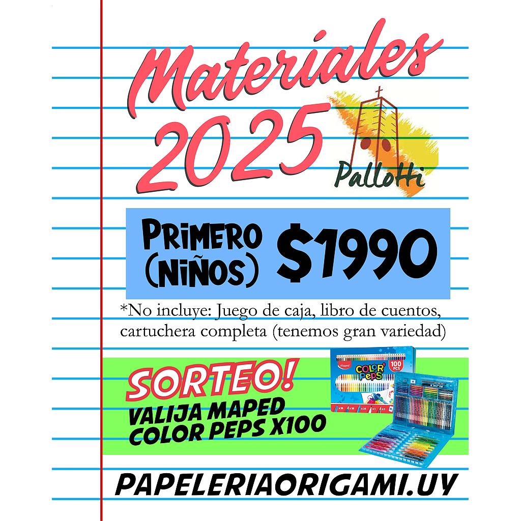 MATERIALES PALLOTTI 2025. PRIMER AÑO (NIÑOS)