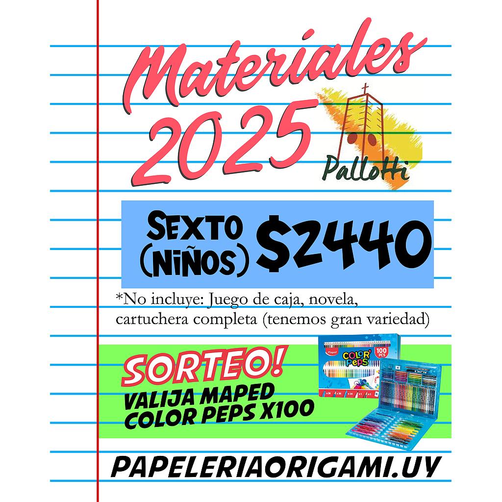 MATERIALES PALLOTTI 2025. SEXTO AÑO (NIÑOS)