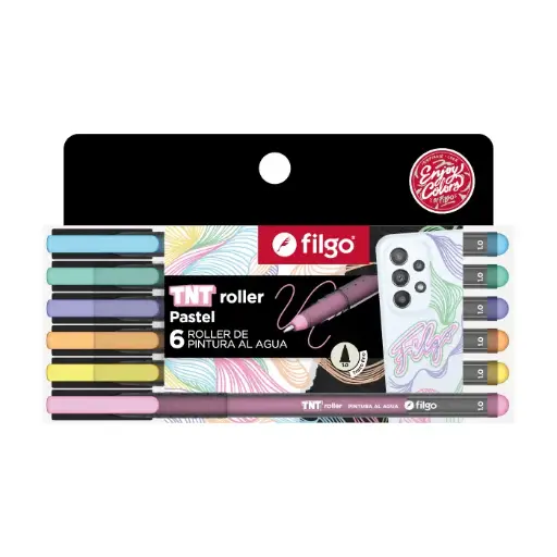 FILGO BOLIGRAFO TNT ROLLER 1.0 - PINTURA AL AGUA PASTEL. PACK X6
