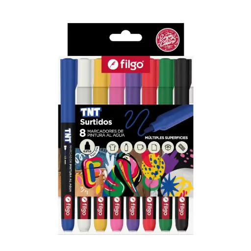 FILGO MARCADOR ACRILICO TNT 1.0 - ESTUCHE X8 SURTIDOS
