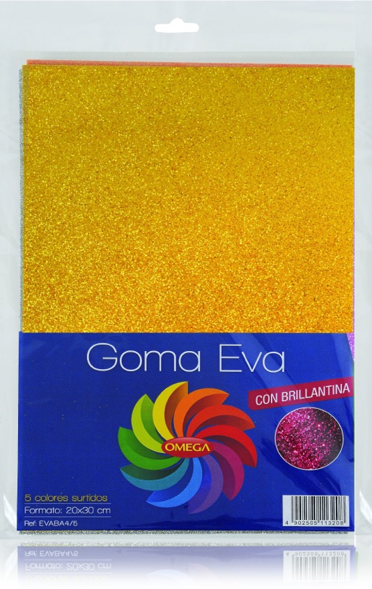 Goma eva a4 c/brillantina x5