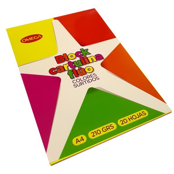 Block cartulina FLUO A4. OMEGA