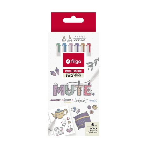 RESALTADOR FILGO MULTILIGHTER DOBLE PUNTA x6 MUTE