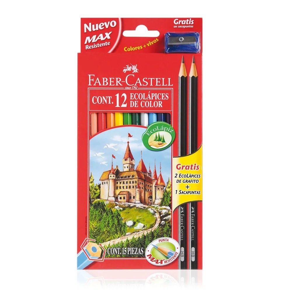 Lápices de color largos Faber Castell x12 + 2
